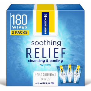 Preparation H Hemorrhoid Treatment Soothing Relief Cleansing and Cooling Wipes, 60 Count (Pack of 3