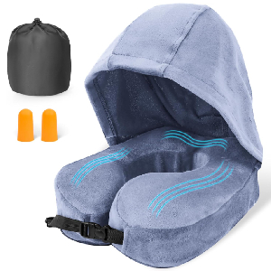 Flywish Travel Neck Pillow with Hood